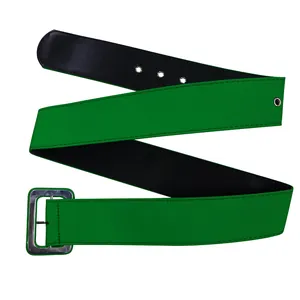 Magnifique large ceinture de mode verte et noire avec boucle rectangulaire en argent