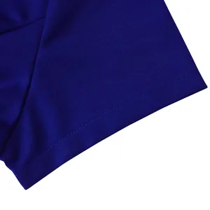 Close-up detail of royal blue fabric with double-needle hem stitching for women's set