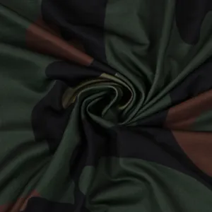 Macro detail of high-quality camouflage print fabric with soft texture