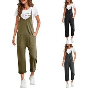Mono largo de tirantes para mujer con pernera ancha y bolsillos varios colores