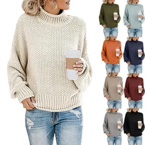 Women's oversized turtleneck knit sweater available in multiple colors for fall and winter
