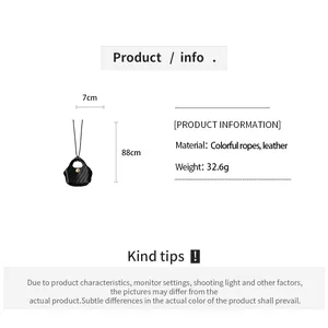 Vintage leather glasses holder necklace with 7cm round pendant and 88cm cord detail