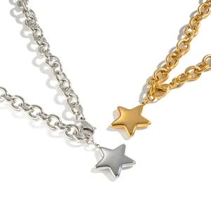 Minimalist star pendant necklaces in 18K gold plated and silver stainless steel.