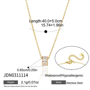 Especificaciones detalladas del collar de acero inoxidable chapado en oro 18k cadena