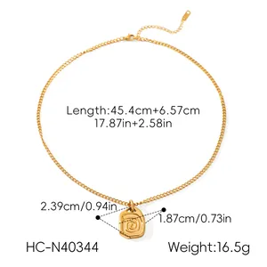 Collana in acciaio inossidabile dorato con pendente a spirale e indicazioni di misura