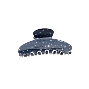 Vintage marineblauer Haarkrebs mit weißem Sternmuster für elegantes Haarstyling