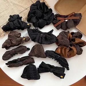 Fermaglio per Capelli a Fiocco in Tessuto a Pois Vintage Artiglio in Acrilico Stile Dolce Scrunchie Accessori per Capelli Donna