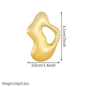 Gold-plated stainless steel organic brooch size details: 5.1cm by 3.6cm, weight 10g
