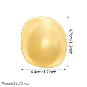 Detail view of gold-plated stainless steel brooch with size and weight dimensions.