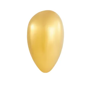 Detailed view of the smooth golden teardrop brooch with a polished metallic finish.