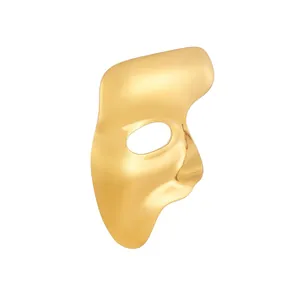 Polished gold stainless steel Phantom half-mask brooch for elegant apparel