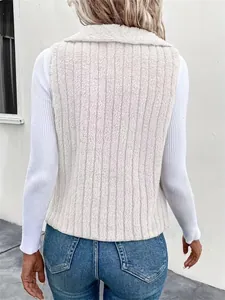 Detailed back view of a cream textured fleece vest showing elegant vertical ribbed pattern