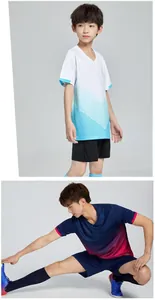 Professional quick-dry soccer jersey kit with blue and pink gradient design for men and boys