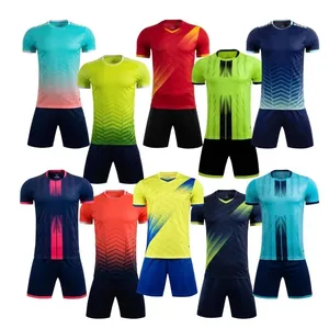 Unisex Quick-Dry Soccer Uniform Set Striped Gradient Football Training Suit Jersey Top And Bottom For Men Women Kids