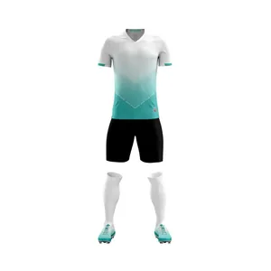 Custom teal and white soccer uniform set for match training and team sports