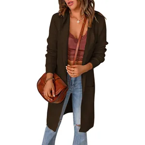 Élégant gilet en maille unie et ample pour femme, style automne et hiver très tendance et chic