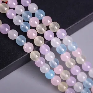 Perles rondes en calcédoine morganite aux couleurs pastel pour votre création de bijoux