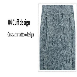 Detailansicht der blauen Strickpullover-Manschette für Haustiere mit Zopfmuster