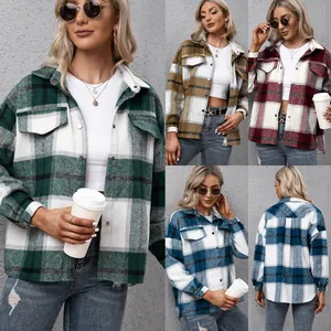 Oversized geruite dames flanellen overshirt in meerdere kleuren met handige voorzakken