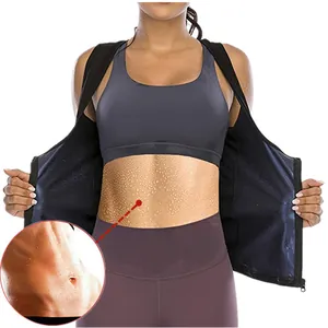 Détail d'un gilet de sauna pour femmes montrant l'effet de transpiration sur l'abdomen