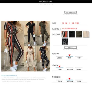 Vue détaillée des combinaisons cargo pour femmes à manches courtes avec ceinture et attributs.