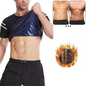 Détail d'un t-shirt de sauna pour hommes montrant la doublure thermique et la sueur