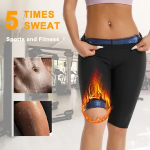 Vue détaillée du short de sauna taille haute pour femme avec effet de sueur intense