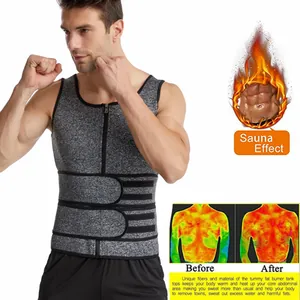Detail showing the sauna effect and thermal results of the men's waist shaper vest.