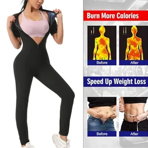 Détails du body de sauna pour femmes montrant les résultats de perte de poids et de calories.