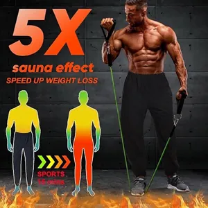 Vue détaillée d'un pantalon de sauna pour hommes avec un effet thermodynamique de sudation.