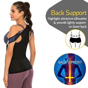 Vue détaillée du gilet de sudation noir pour femme avec support dorsal intégré