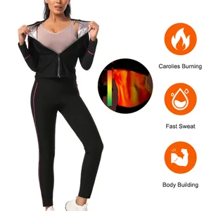 Vue détaillée d'un costume de sauna noir pour femmes avec doublure thermique.