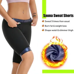 Détail du short de sudation sauna avec doublure thermique pour le fitness et la perte de poids.