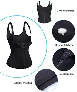 Gilet amincissant en néoprène pour femme avec buste en U et double contrôle à zip