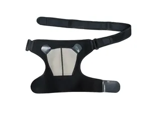 Adjustable sports shoulder brace with compression straps for injury prevention support.