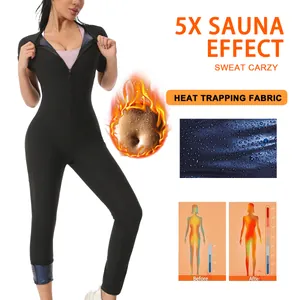 Vue détaillée du body de sauna noir montrant le tissu thermique et l'effet sauna