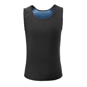 Détail du gilet de sauna pour hommes avec extérieur noir et doublure polymère bleue