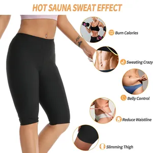 Infographie détaillée du short de sudation noir pour le fitness et la perte de poids féminine