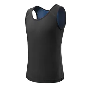 Vue détaillée du gilet de sudation sauna pour hommes avec doublure intérieure bleue