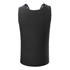 Vue arrière d'un gilet de sudation noir professionnel pour hommes, idéal pour fitness