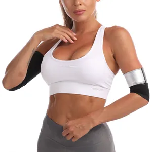Detail view of sauna sweat arm trimmers showing effectiveness during intense fitness workout