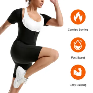Dynamische Action-Aufnahme eines schwarzen Damen-Saunaanzugs für Fitness und Sport