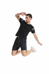 Combinaison de sauna noire pour homme avec rayures blanches pour le fitness et le sport