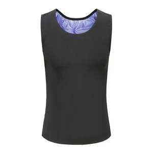 Close-up detail of a men's sweat sauna vest showing the heat-trapping blue silver lining.