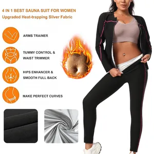Ensemble de sauna pour femmes avec tissu argenté amélioré piégeant la chaleur pour sport