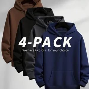 Sweat à Capuche Ample Décontracté pour Femmes Couleur Unie en Polyester avec Poche Kangourou pour Automne Hiver