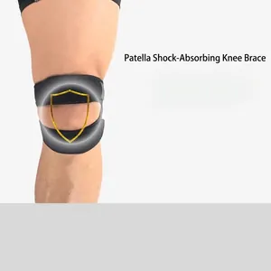 Black patella knee strap with double compression for sports protection and joint stability.