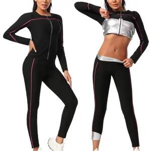 Détail de l'ensemble de sauna pour femme avec doublure argentée pour favoriser la sueur
