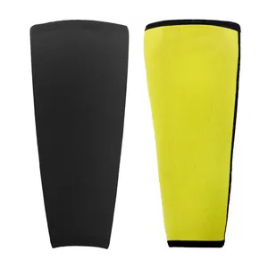 Black and yellow neoprene sauna leg sleeves for sports, yoga and sweat enhancement