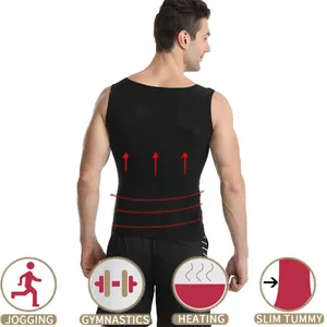 Gilet sauna homme vue arrière montrant fonctions chauffantes et amincissantes pour sport.